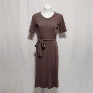 Magaschoni Belted Knit Midi Dress Medium Stretch Jersey Minimalist Quiet Luxury